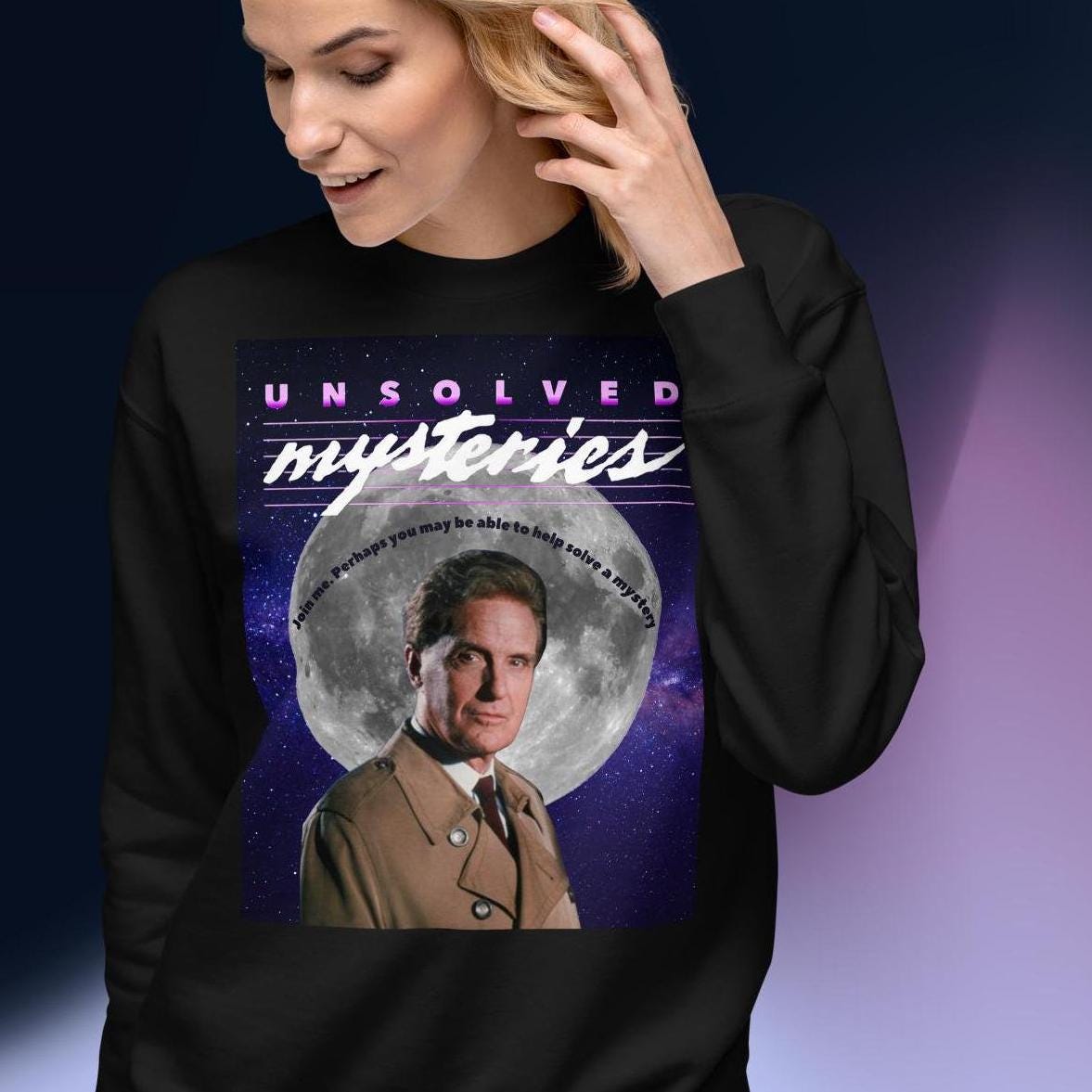 Vintage Unsolved Mysteries Sweatshirt - Retro Long Sleeve Tee W Robert Stack