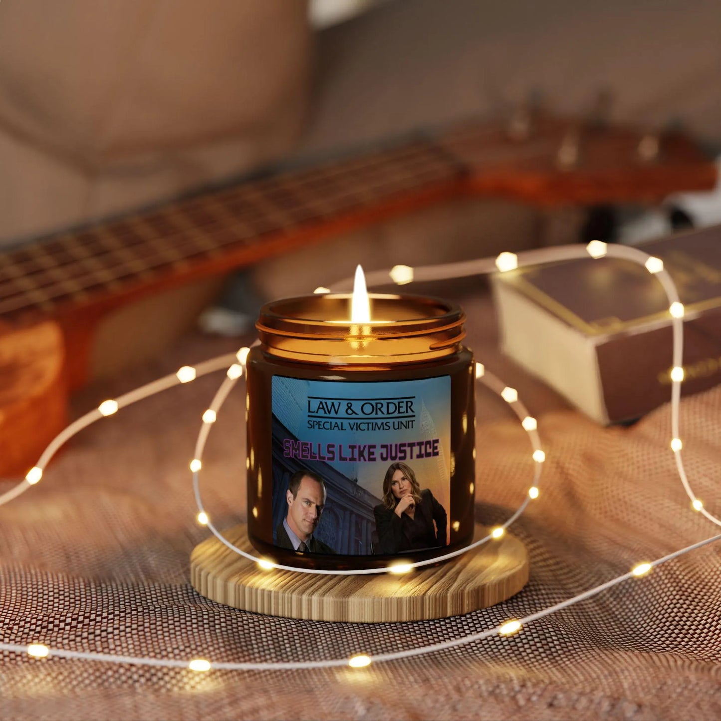 Law & Order SVU Soy Candle Olivia and Stabler Gift | Scented Amber Jar | Crime Show Fan Decor