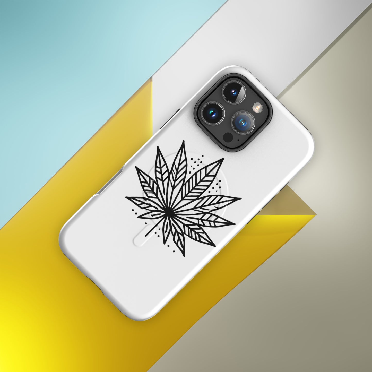 Minimalist Cannabis Leaf iPhone Case – MagSafe® Compatible, Dual-Layer Protection