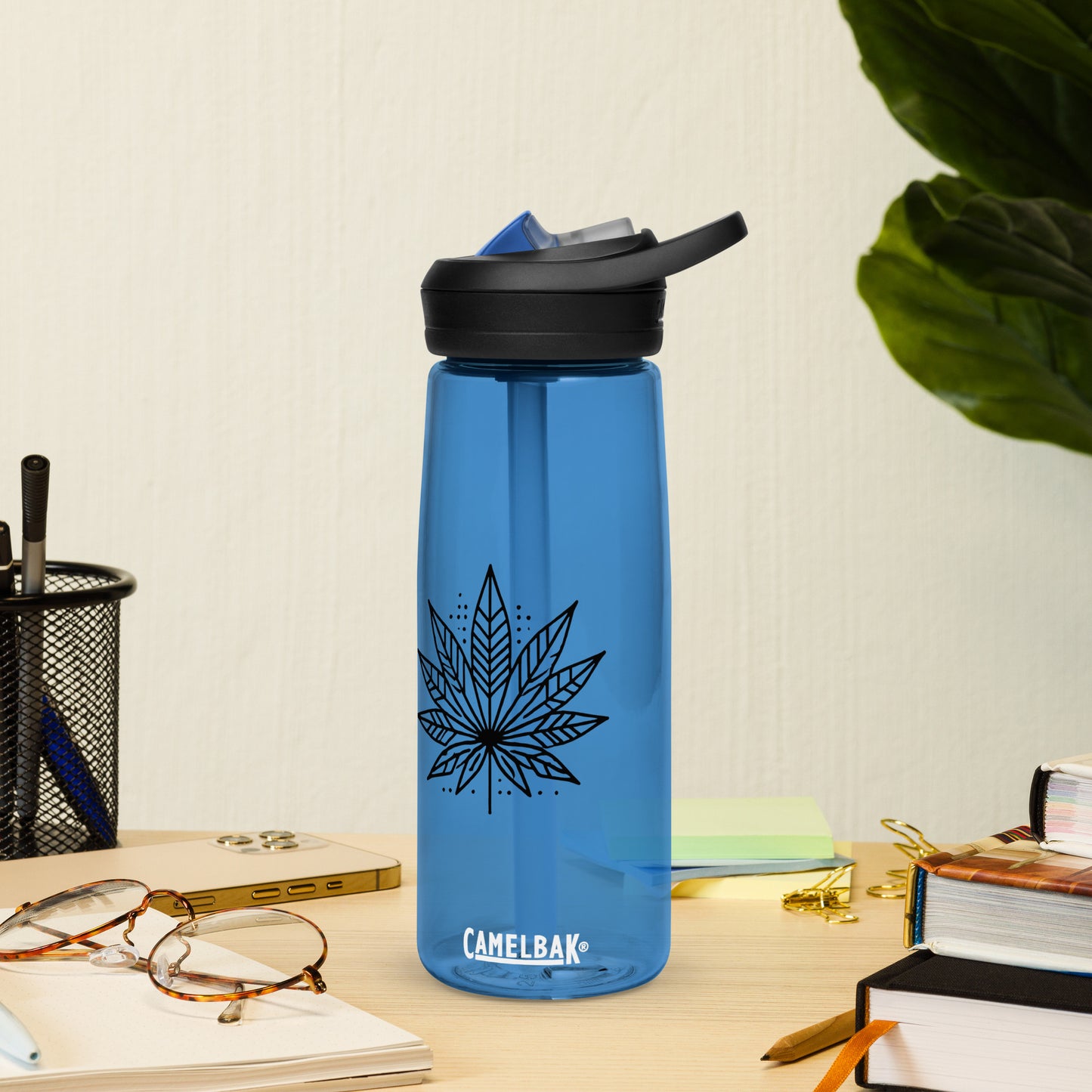 Modern Cannabis Leaf Water Bottle – 25 oz BPA-Free Reusable Sports Bottle