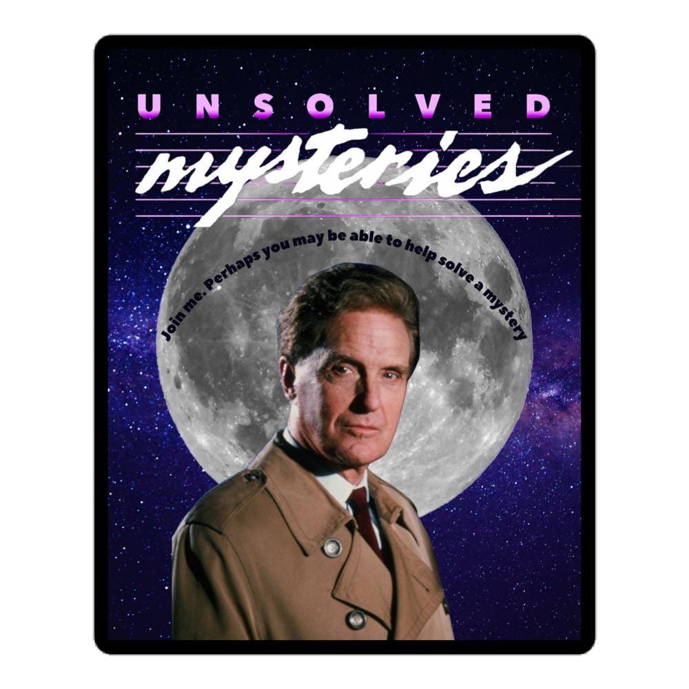 Robert Stack "Unsolved Mysteries" Apparel and Accessories