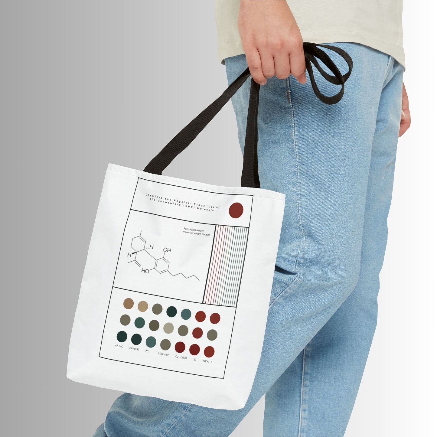 Marijuana Molecule Tote Bag - Chemistry Science Shopper, Cannabis Leaf Grocery Bag, Eco-Friendly Market Handbag