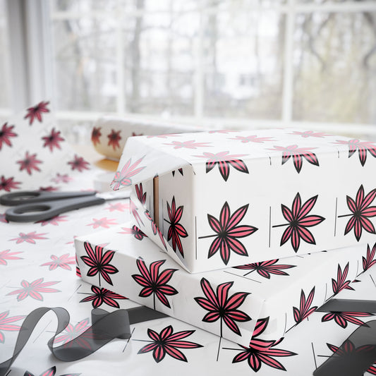 Pink Marijuana Leaf Print Wrapping Paper l Bold & Unique Gift Wrap for Weed Lovers