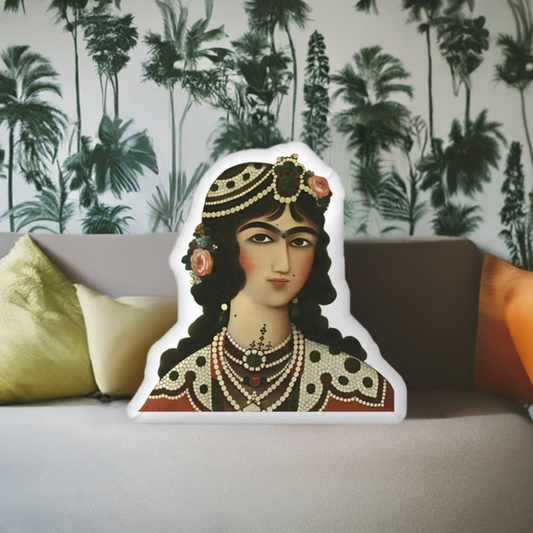 Persian Qajar Princess Shaped Pillow – Unique Custom Décor for Your Home