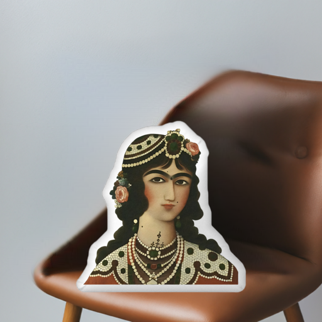 Persian Qajar Princess Shaped Pillow – Unique Custom Décor for Your Home
