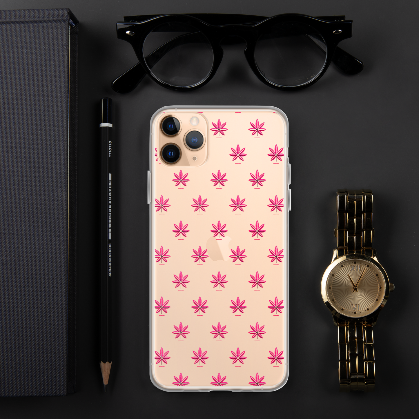 Pink Marijuana Leaf Pattern Phone Case – Modern Weed Design for iPhone