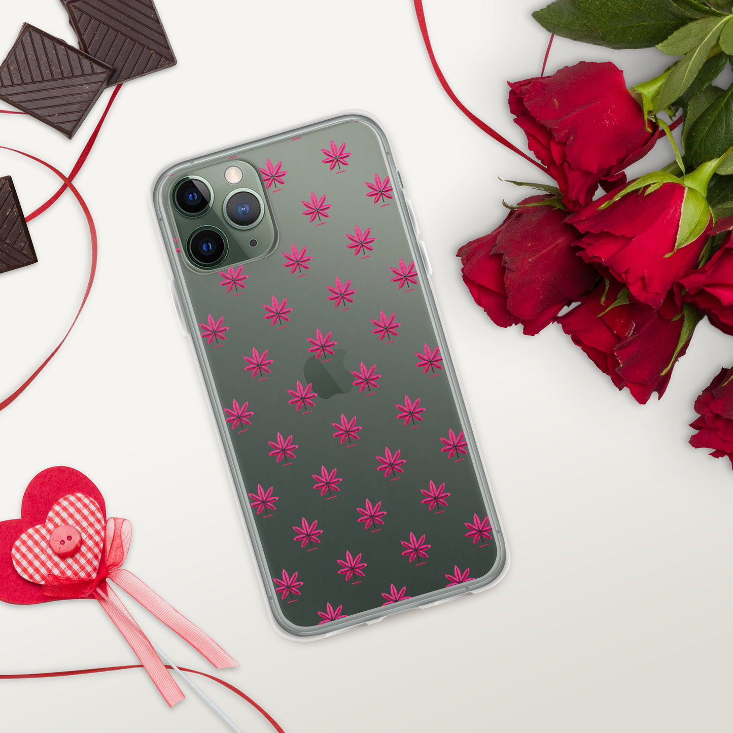 Pink Marijuana Leaf Pattern Phone Case – Modern Weed Design for iPhone