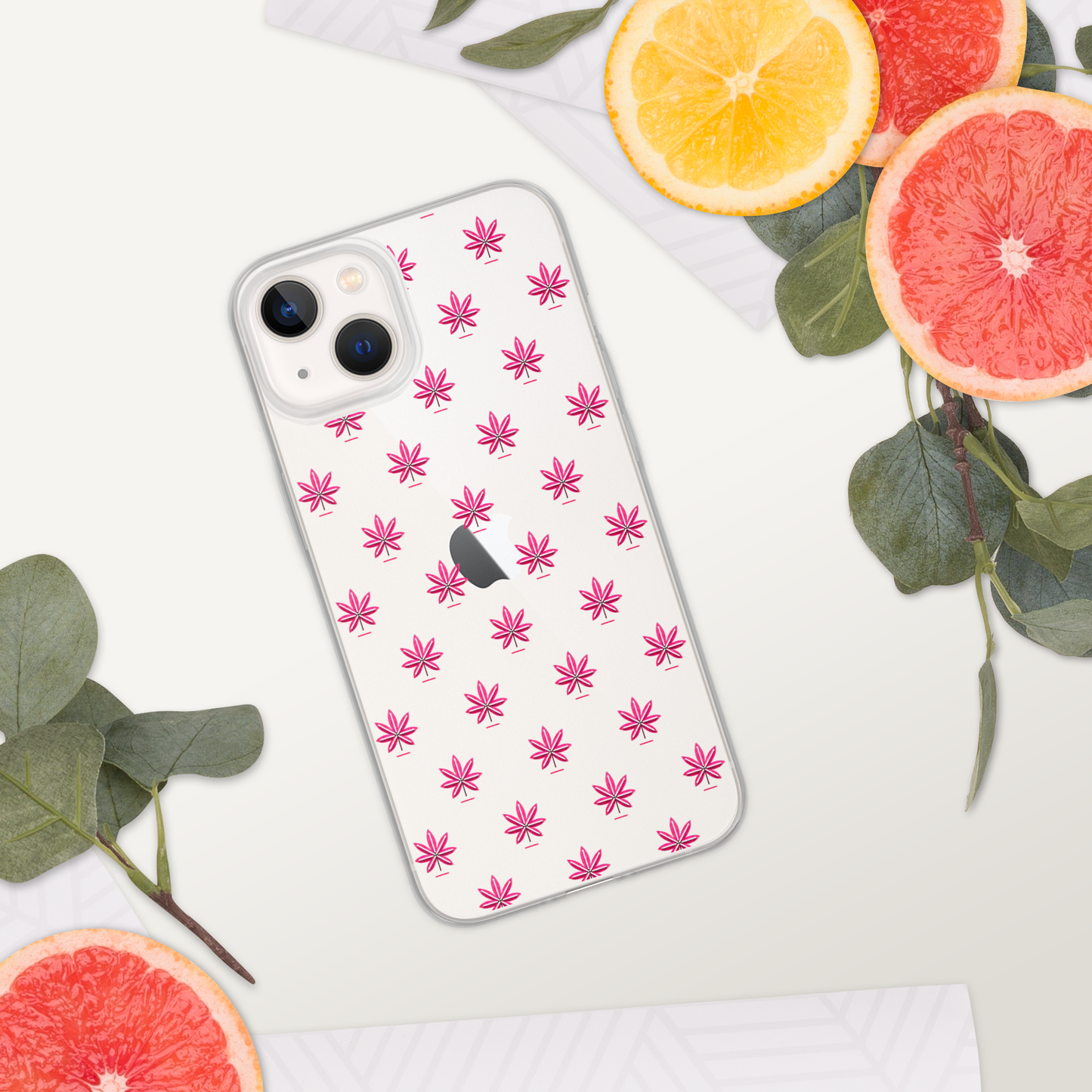 Pink Marijuana Leaf Pattern Phone Case – Modern Weed Design for iPhone