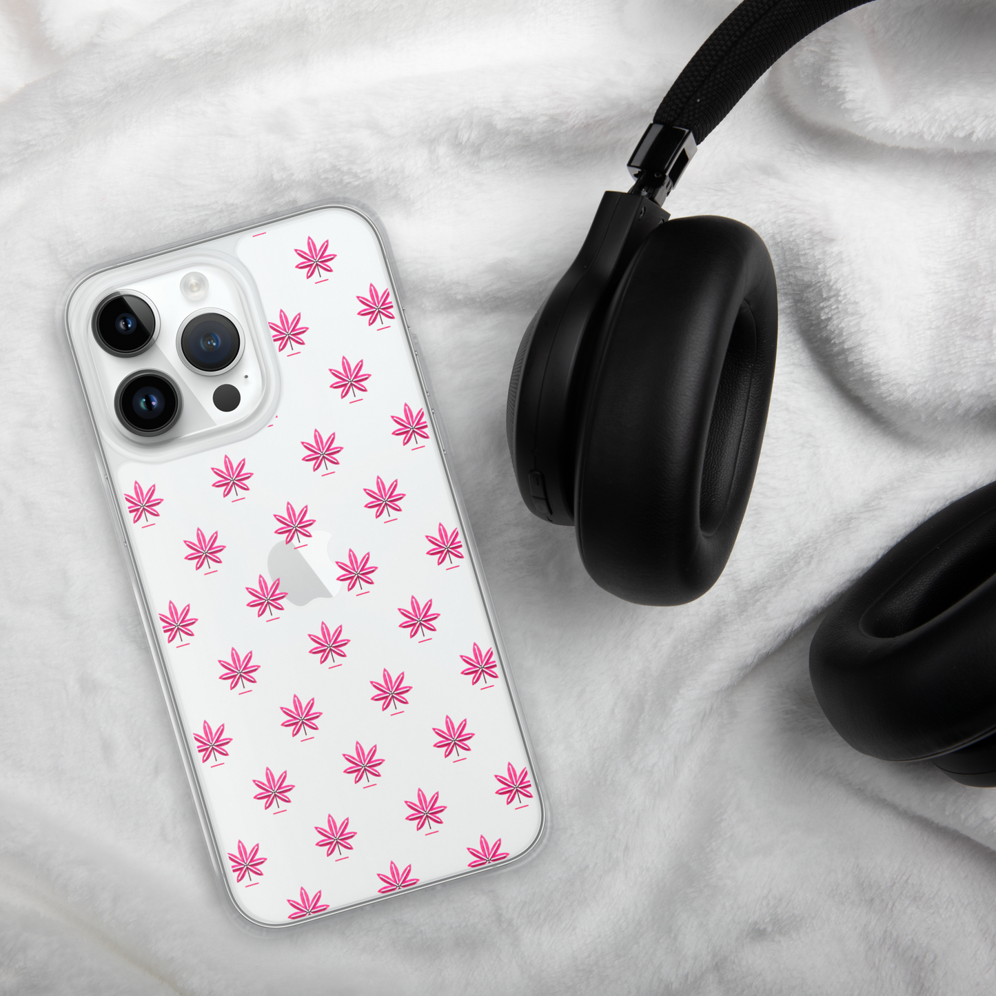 Pink Marijuana Leaf Pattern Phone Case – Modern Weed Design for iPhone