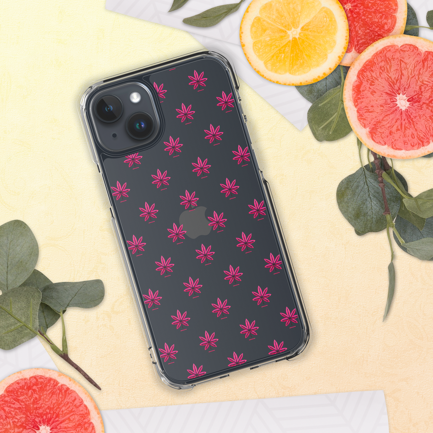 Pink Marijuana Leaf Pattern Phone Case – Modern Weed Design for iPhone