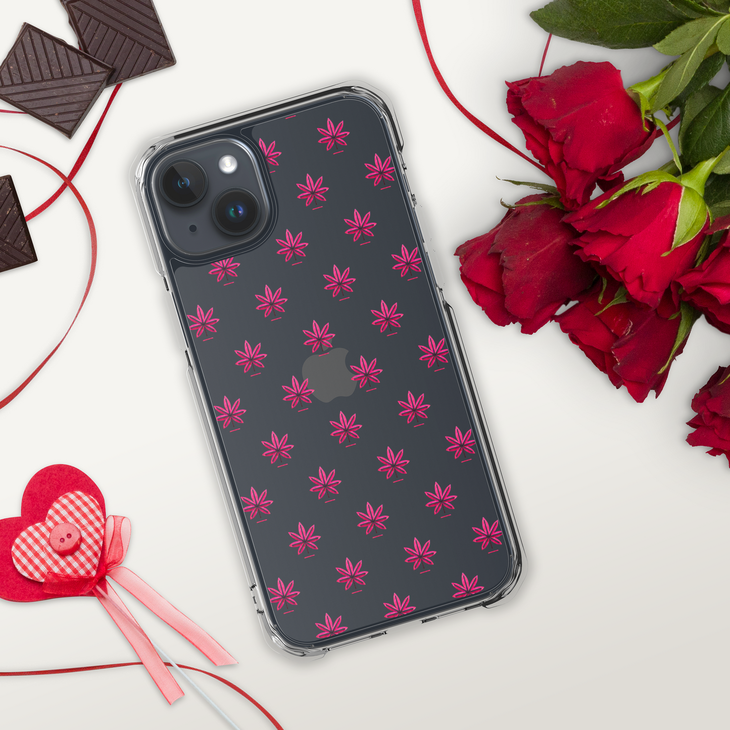 Pink Marijuana Leaf Pattern Phone Case – Modern Weed Design for iPhone