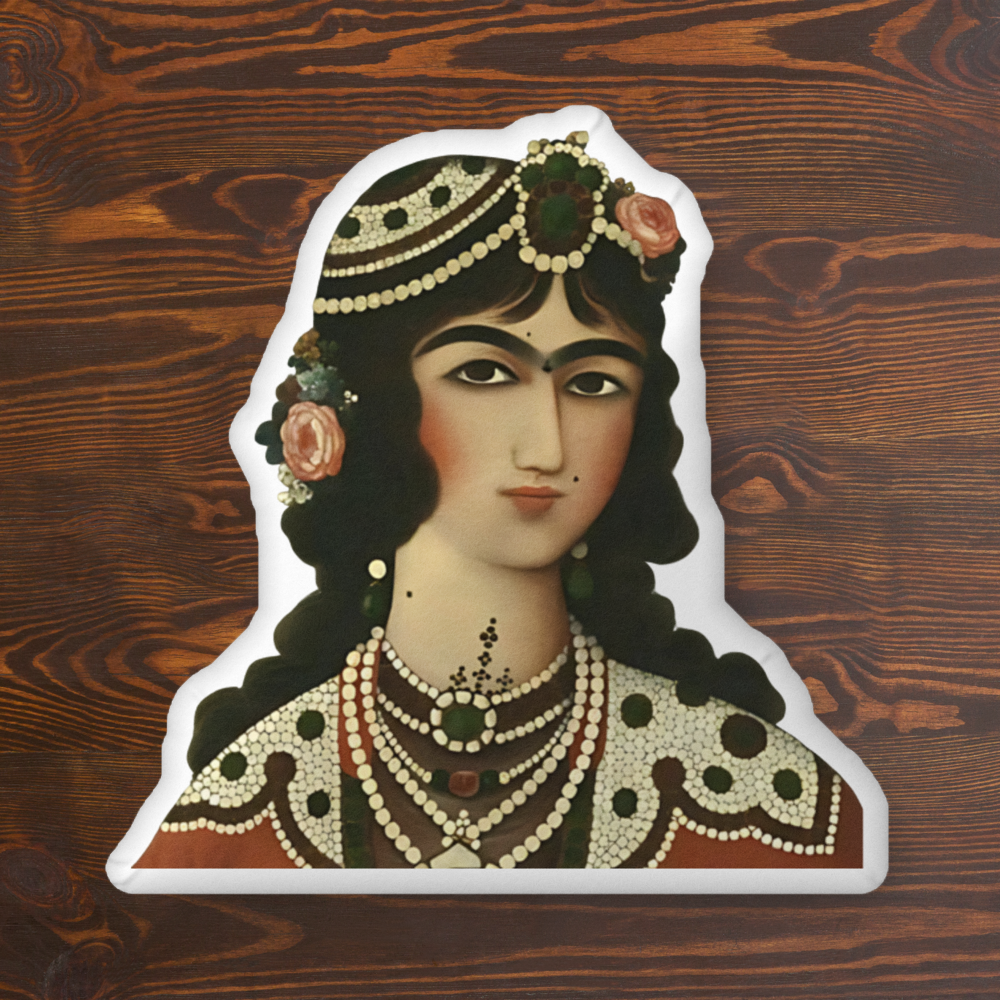 Persian Qajar Princess Shaped Pillow – Unique Custom Décor for Your Home