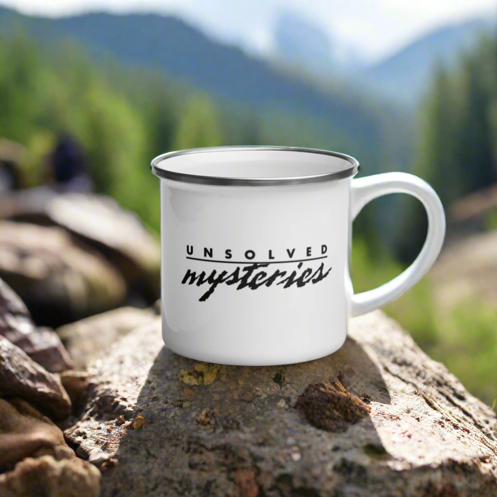 Unsolved Mysteries Enamel Mug – Retro True Crime Camping Cup