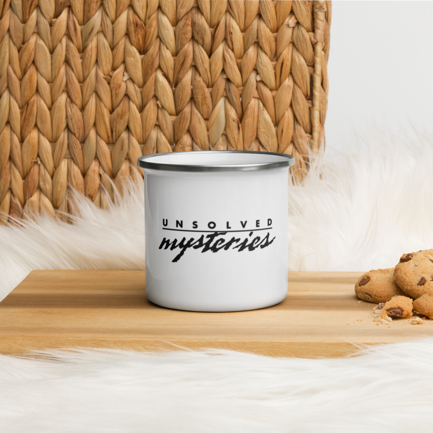 Unsolved Mysteries Enamel Mug – Retro True Crime Camping Cup