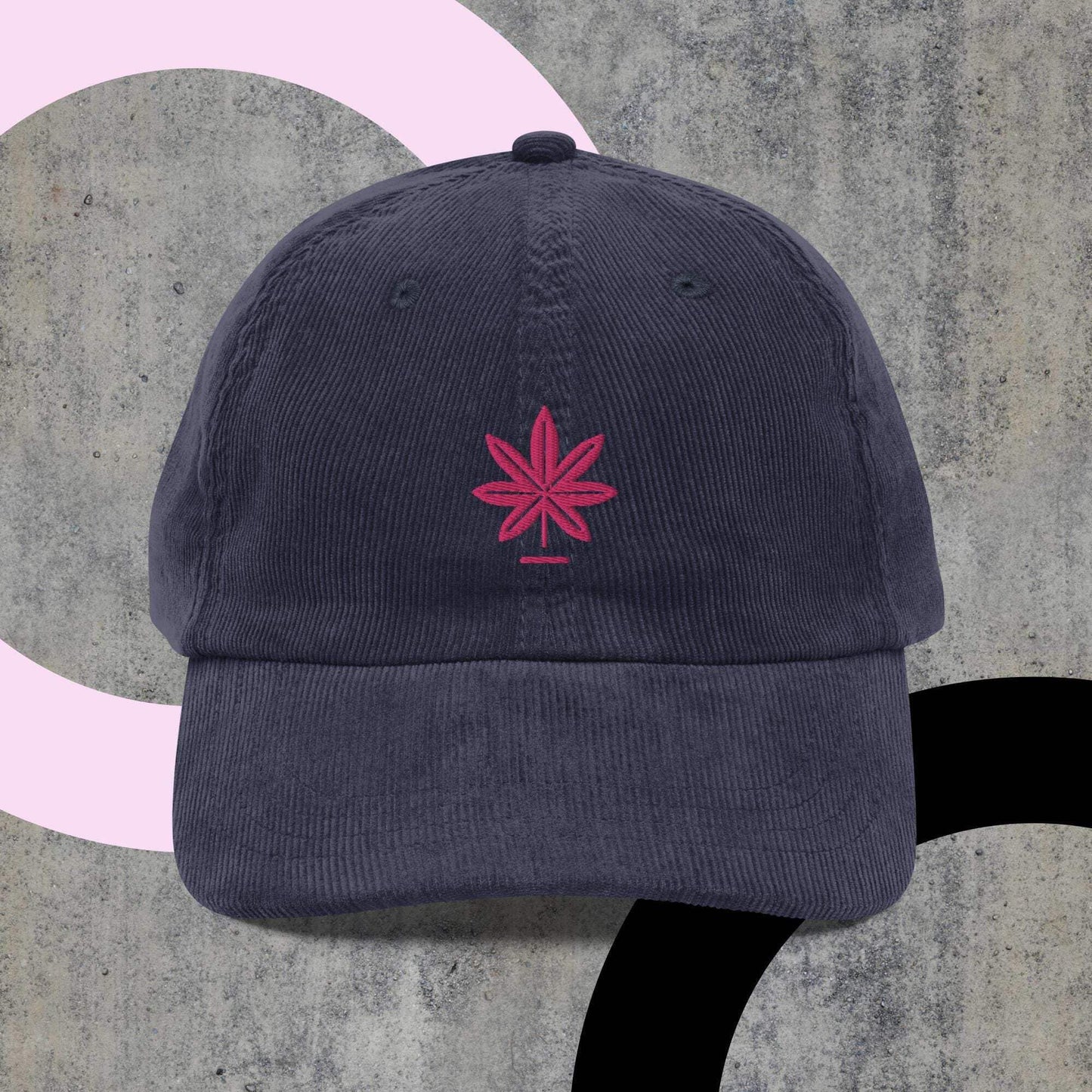 Embroidered Cannabis Hat - Women's Vintage Corduroy Cap - Retro Style, Festival Fashion Accessory
