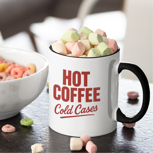 Hot Coffee, Cold Cases l Accent Coffee Mug 11 oz, True Crime Fan