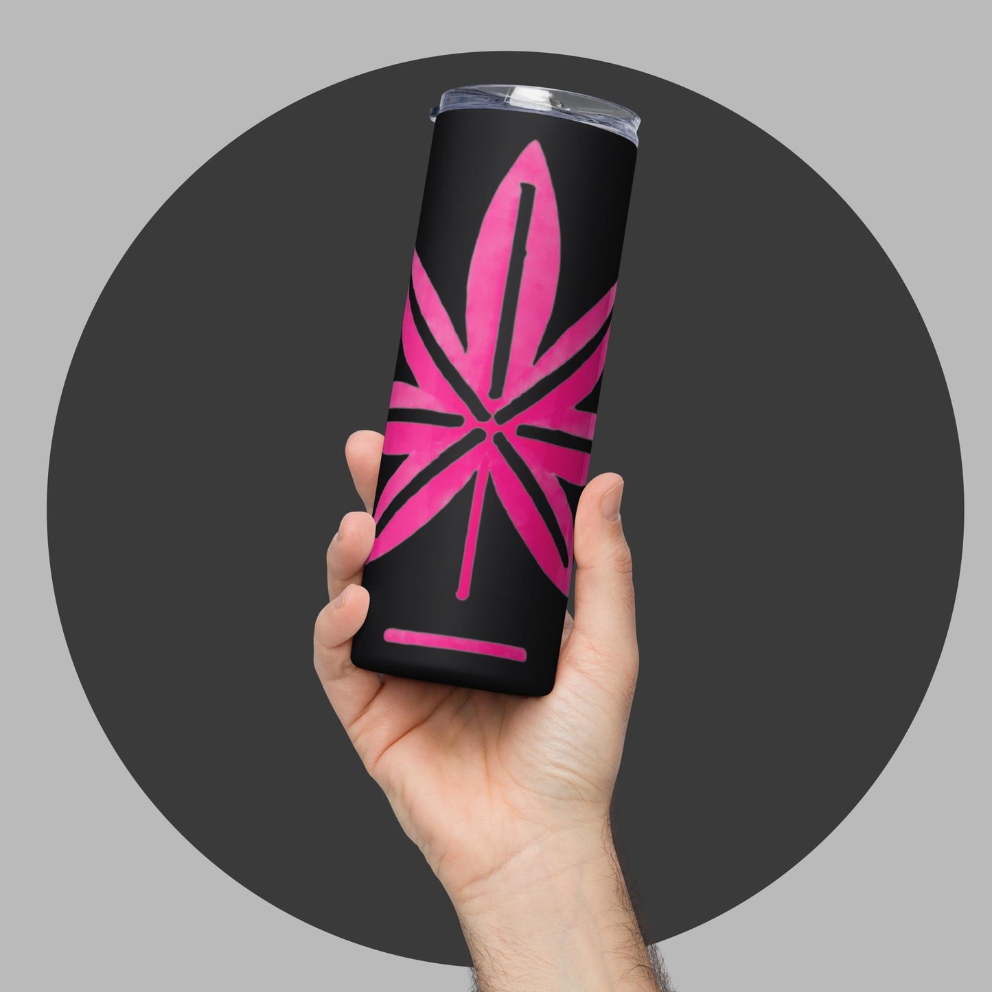Hot Pink Marijuana Leaf – Reusable Travel Mug with Metal Straw for Hot & Cold Drinks