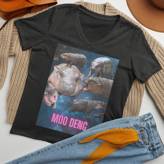 Moo Deng Pygmy Hippo Graphic T-Shirt | Cute Animal Lover Tee | Unique Hippo Galaxy Design | Unisex Pygmy Hippo Shirt