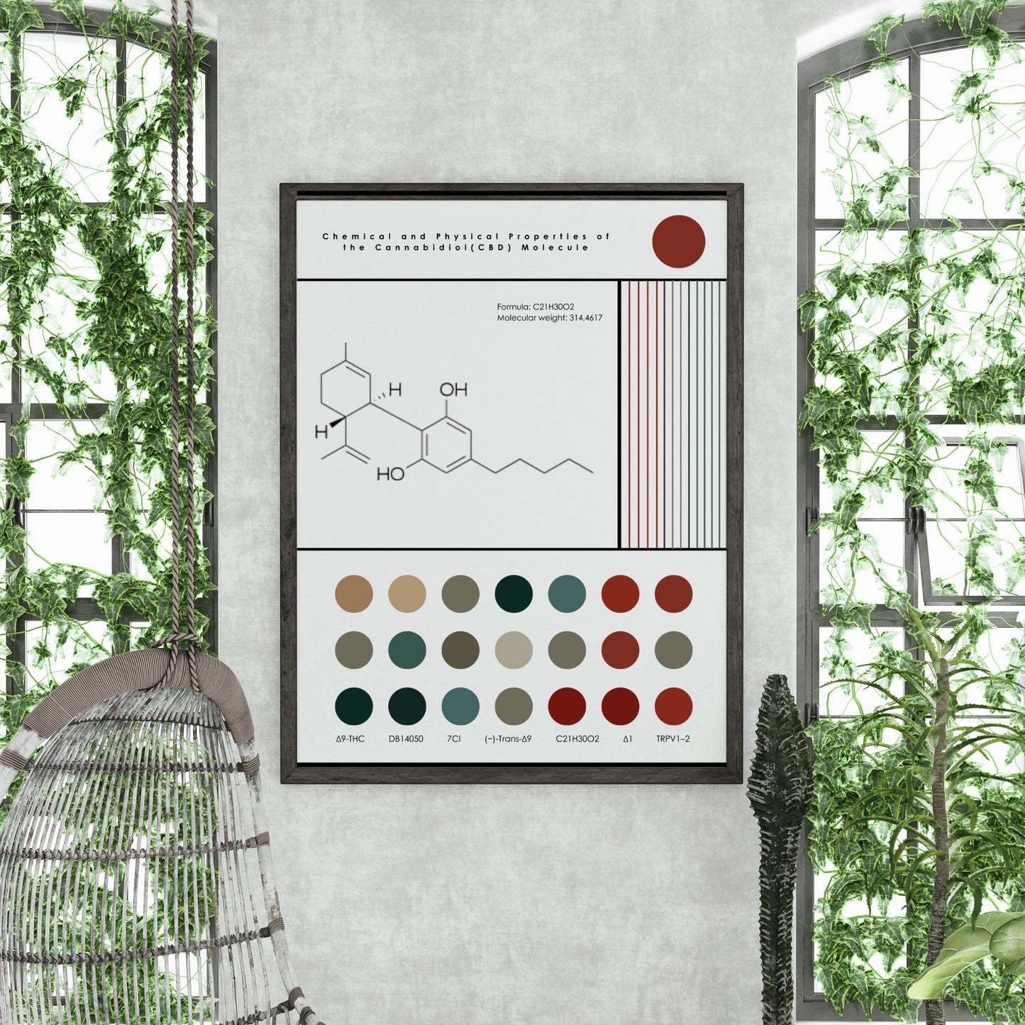 Sleek Cannabis Molecule Print | Minimalist Science Wall Art  l THC Weed Decor