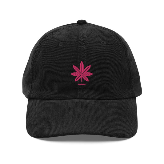 Embroidered Cannabis Hat - Women's Vintage Corduroy Cap - Retro Style, Festival Fashion Accessory