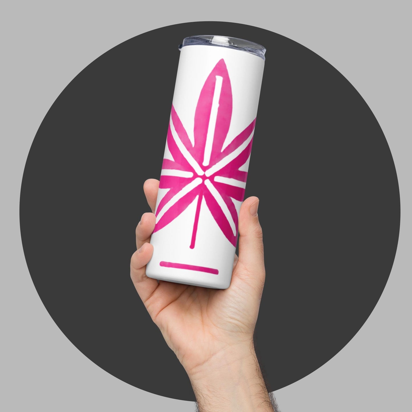 Hot Pink Marijuana Leaf – Reusable Travel Mug with Metal Straw for Hot & Cold Drinks
