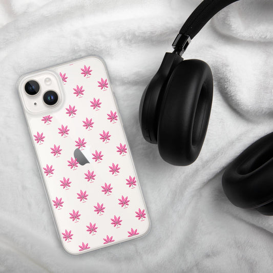 Pink Marijuana Leaf Pattern Phone Case – Modern Weed Design for iPhone