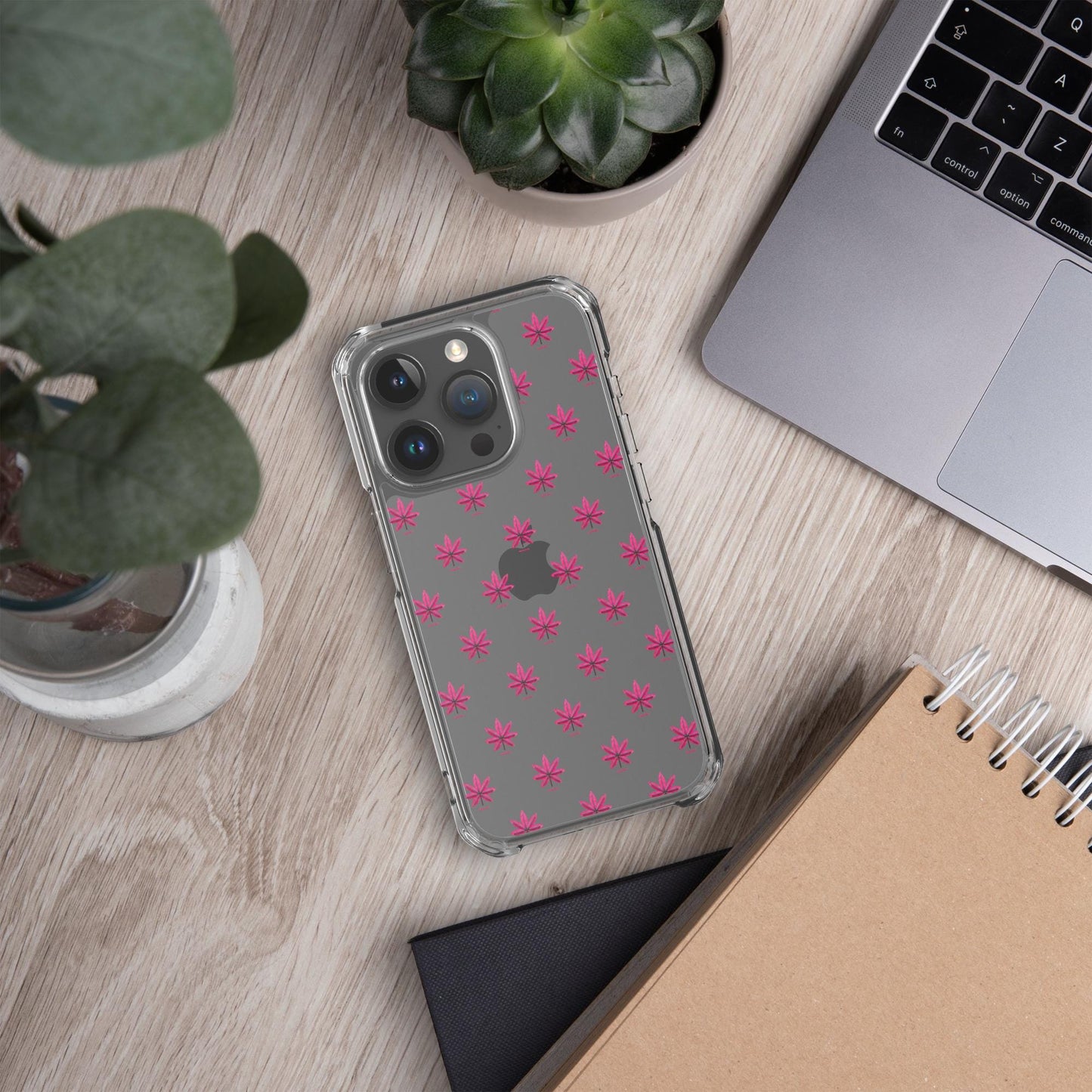 Pink Marijuana Leaf Pattern Phone Case – Modern Weed Design for iPhone