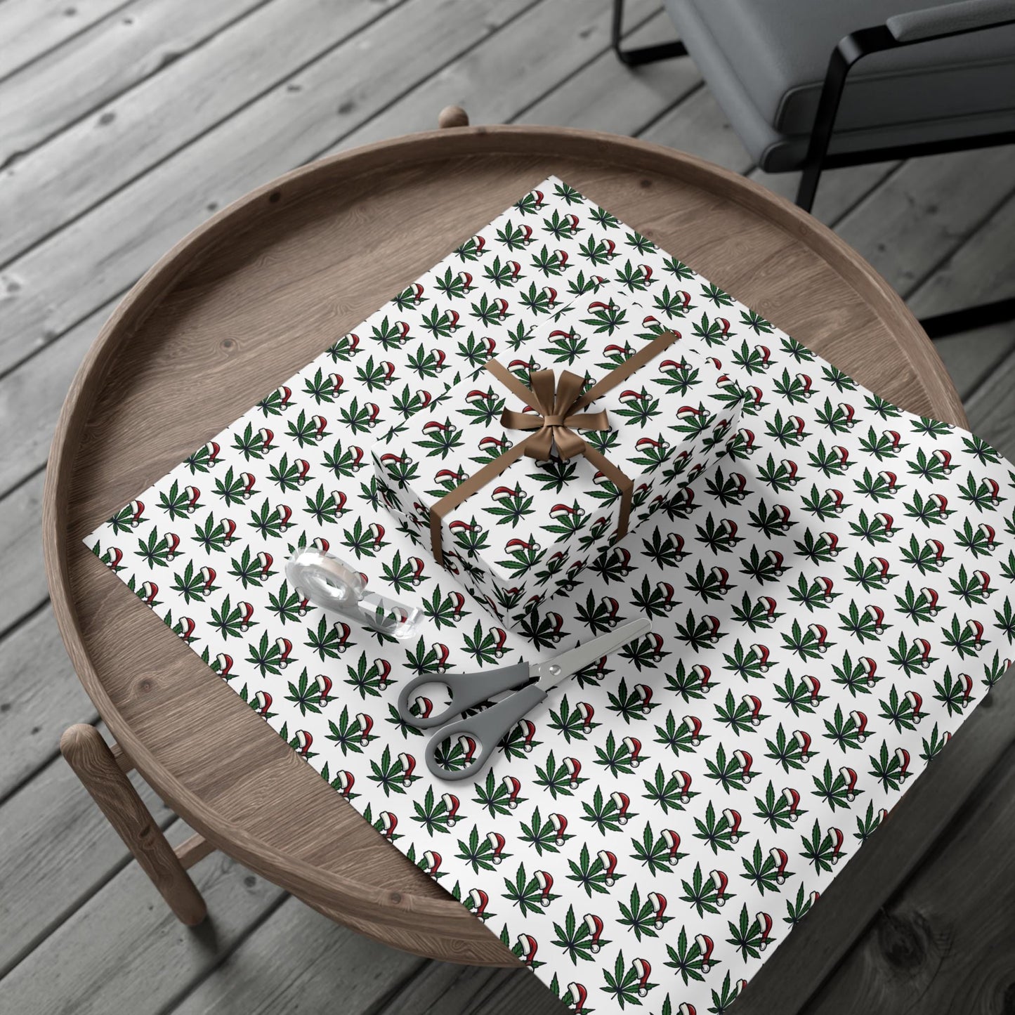 Wrapping Paper, Marijuana Leaf Xmas Gift Wrap, Festive Holiday Roll, Cannabis Design, Weed Print, 420 Decor