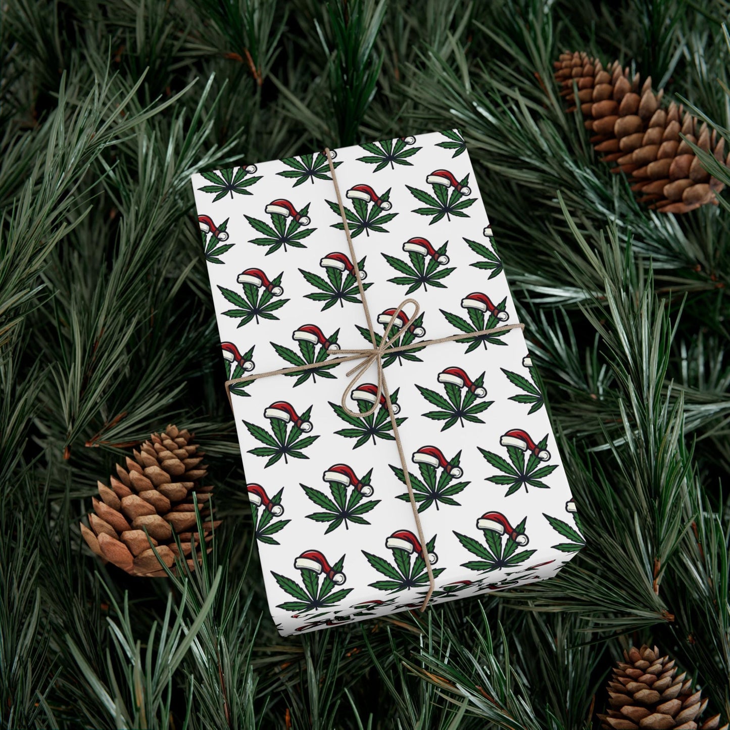 Wrapping Paper, Marijuana Leaf Xmas Gift Wrap, Festive Holiday Roll, Cannabis Design, Weed Print, 420 Decor