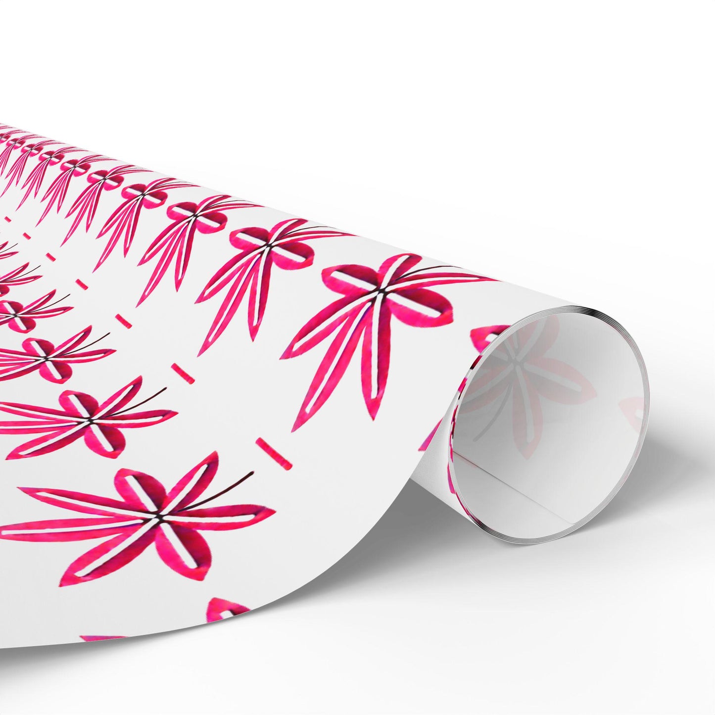 Hot Pink Marijuana Leaf Print Wrapping Paper l Bold & Unique Gift Wrap for Weed Lovers