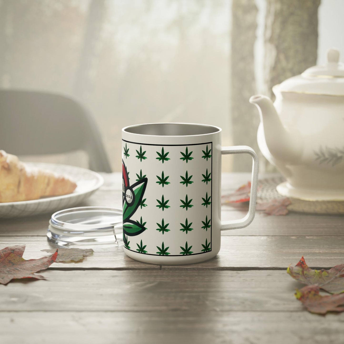 Personalized Marijuana-Themed Insulated Mug | Personalized Stoner Christmas Gift | Cannabis Leaf Holiday Cup