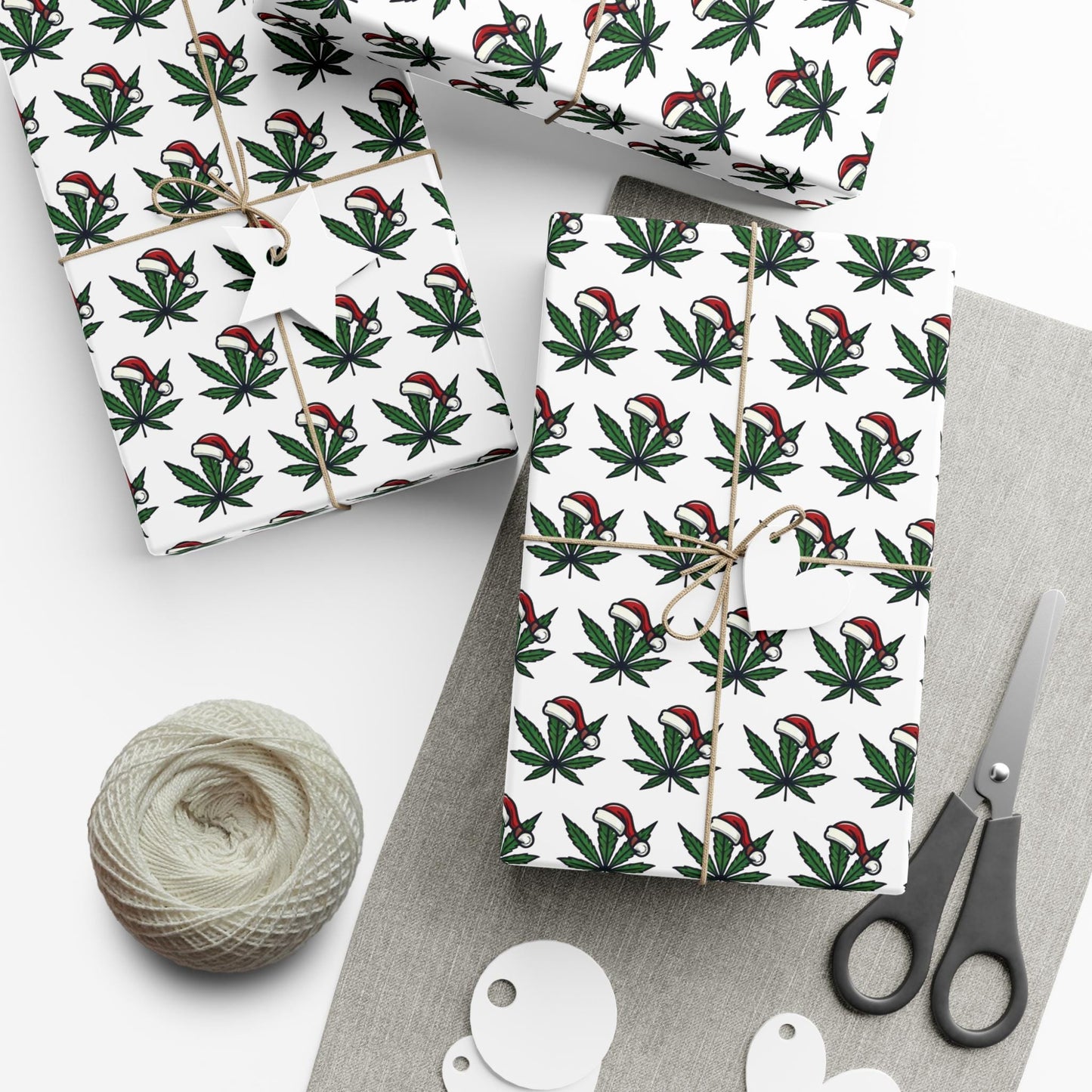 Wrapping Paper, Marijuana Leaf Xmas Gift Wrap, Festive Holiday Roll, Cannabis Design, Weed Print, 420 Decor