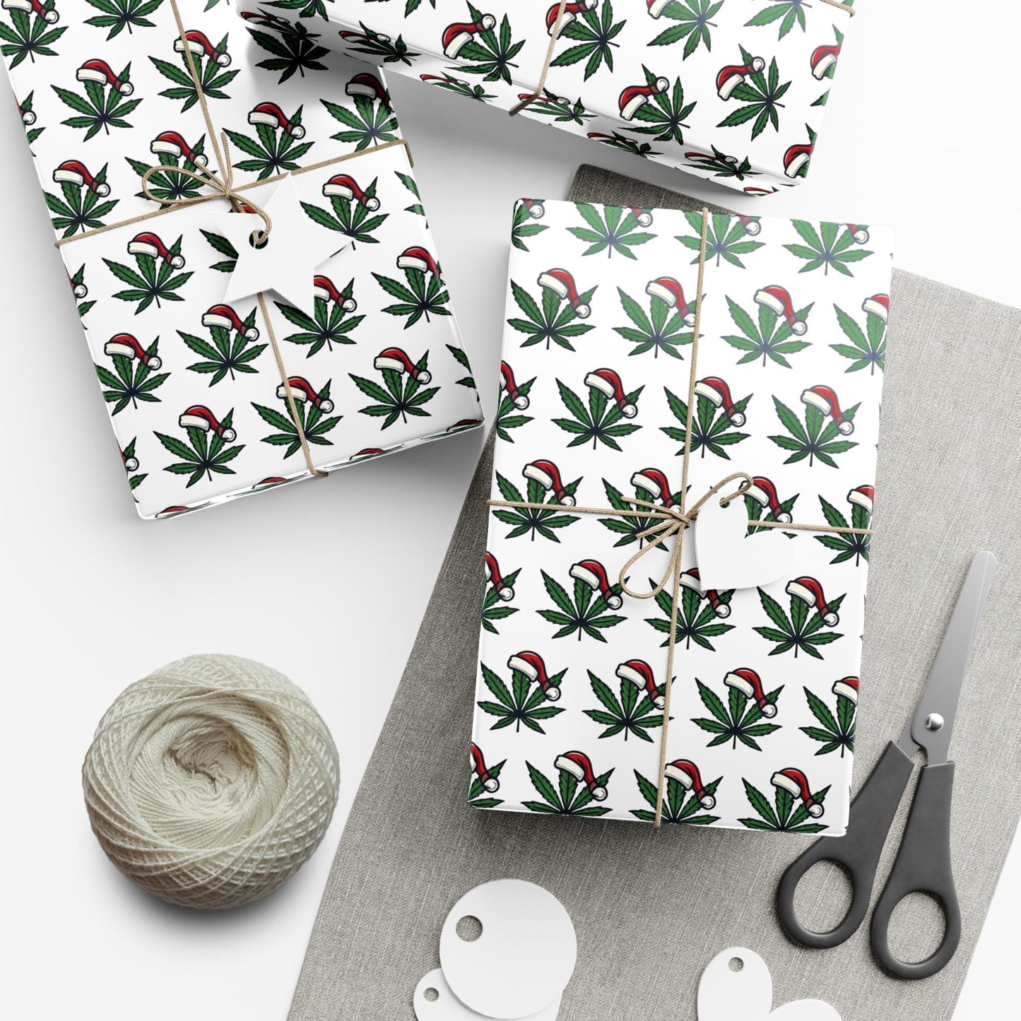 Wrapping Paper, Marijuana Leaf Xmas Gift Wrap, Festive Holiday Roll, Cannabis Design, Weed Print, 420 Decor
