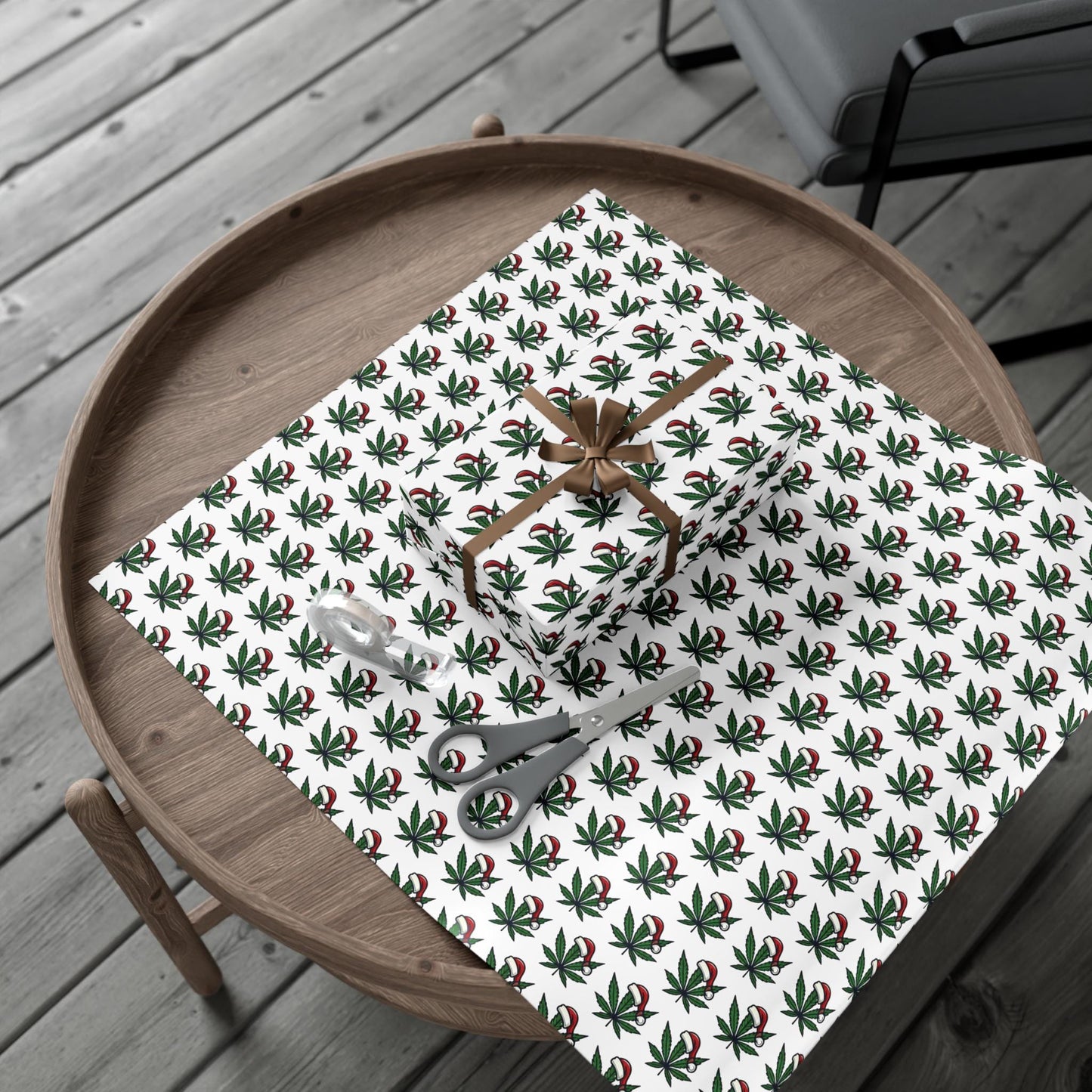 Wrapping Paper, Marijuana Leaf Xmas Gift Wrap, Festive Holiday Roll, Cannabis Design, Weed Print, 420 Decor