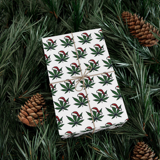 Wrapping Paper, Marijuana Leaf Xmas Gift Wrap, Festive Holiday Roll, Cannabis Design, Weed Print, 420 Decor