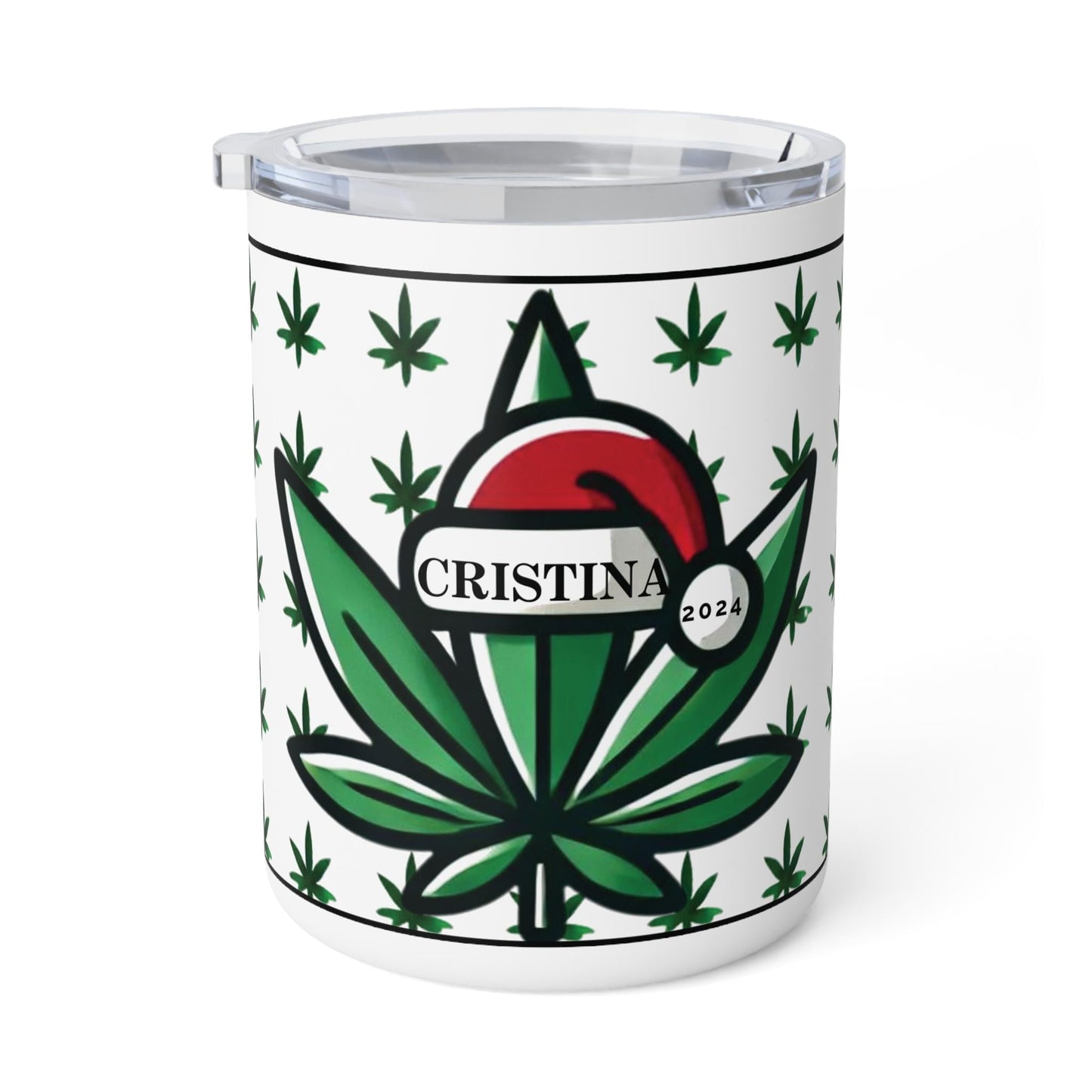 Personalized Marijuana-Themed Insulated Mug | Personalized Stoner Christmas Gift | Cannabis Leaf Holiday Cup