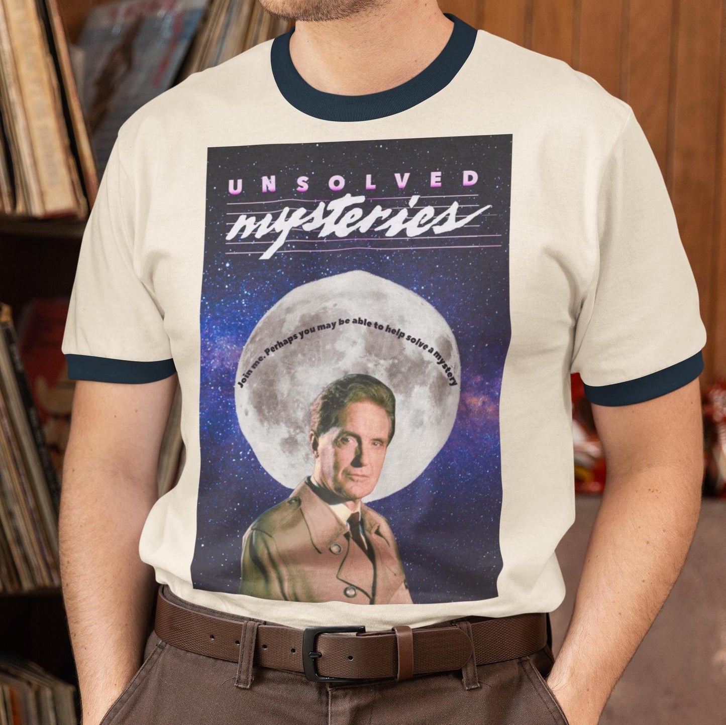 Retro Unisex Cotton Ringer T-Shirt - Unsolved Mysteries Graphic Tee, Vintage Style
