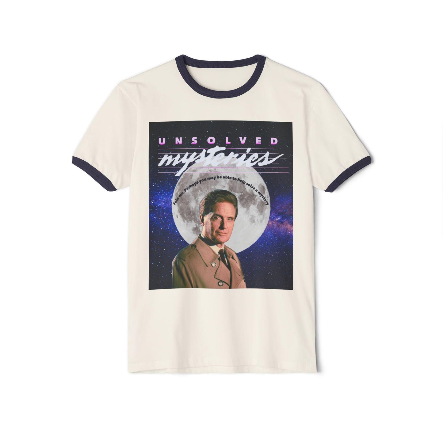 Retro Unisex Cotton Ringer T-Shirt - Unsolved Mysteries Graphic Tee, Vintage Style