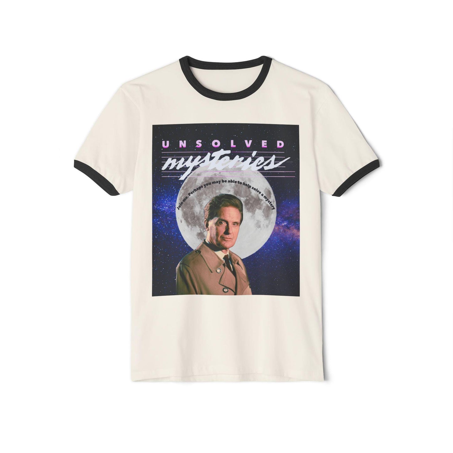 Retro Unisex Cotton Ringer T-Shirt - Unsolved Mysteries Graphic Tee, Vintage Style