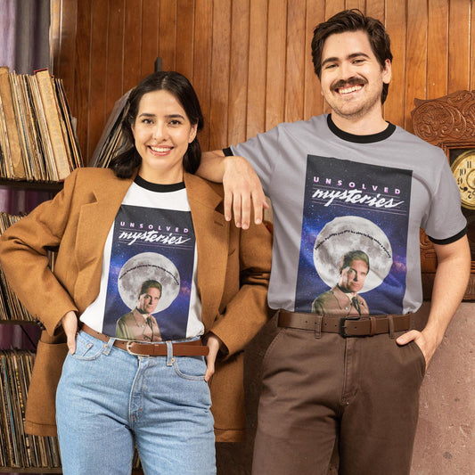 Retro Unisex Cotton Ringer T-Shirt - Unsolved Mysteries Graphic Tee, Vintage Style