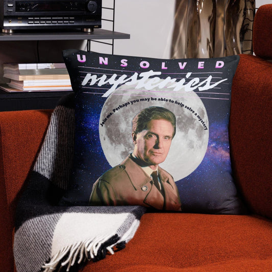 Retro “Unsolved Mysteries” Pillow Featuring Robert Stack