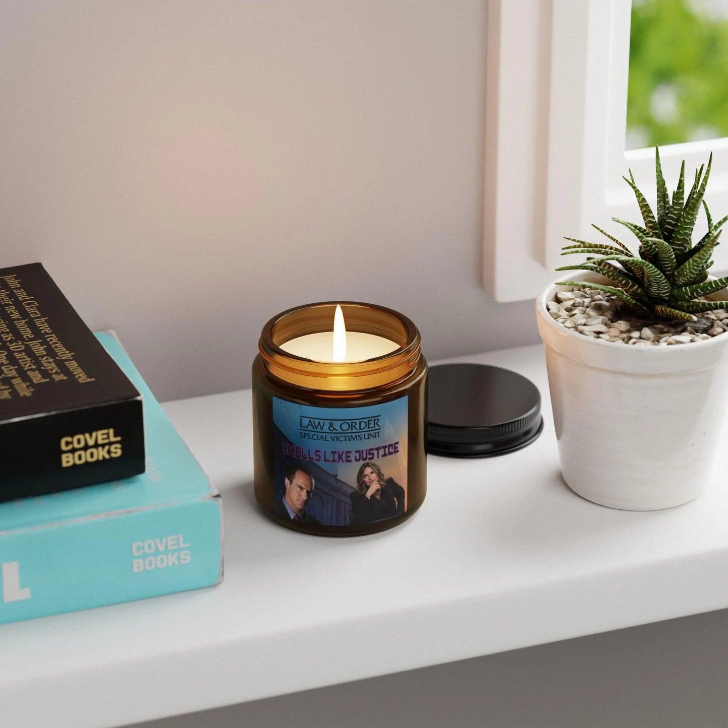 Law & Order SVU Soy Candle Olivia and Stabler Gift | Scented Amber Jar | Crime Show Fan Decor