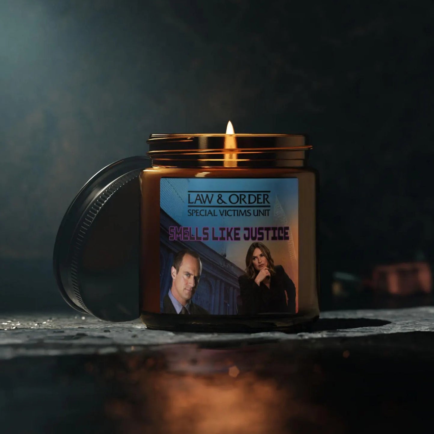 Law & Order SVU Soy Candle Olivia and Stabler Gift | Scented Amber Jar | Crime Show Fan Decor