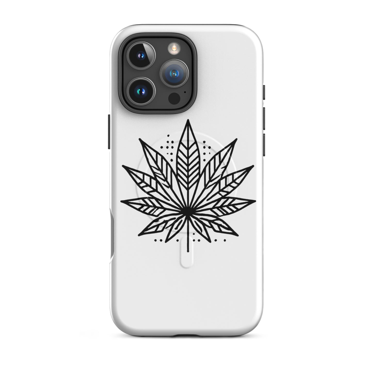 Minimalist Cannabis Leaf iPhone Case – MagSafe® Compatible, Dual-Layer Protection