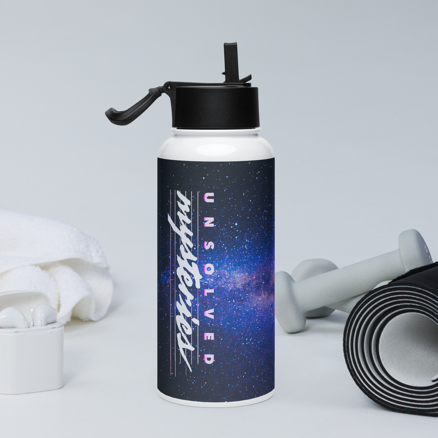 Unsolved Mysteries Stainless Steel Water Bottle featuring Robert Stack – 32 oz